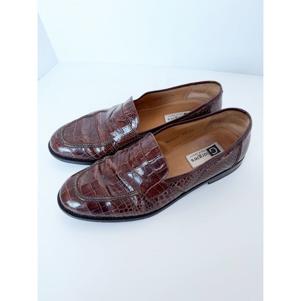 Giorgio’s Palm Beach Croc Leather Loafers Brown Men’s Size 12